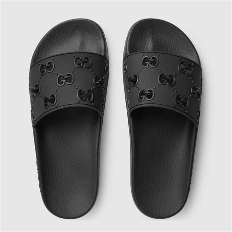 black gucci slides women's|gucci slides black worn.